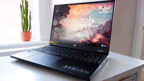 Acer Predator Helios 16 pictured with Horizon: Zero Dawn playing
