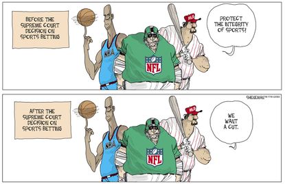 Editorial cartoon U.S. Supreme Court sports betting ban MLB NFL NBA