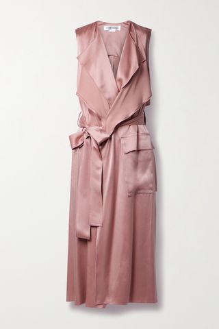 Cutout Hammered-Satin Midi Wrap Dress