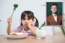 Child refusing to eat broccoli and drop in of Matt Edmondson