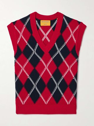 Argyle Cotton-Jacquard Vest