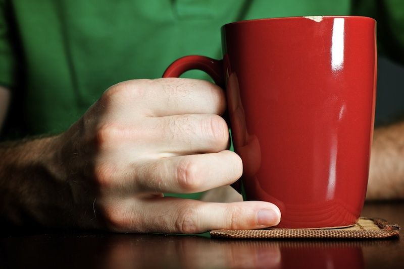 Cup of coffee in a red mug.