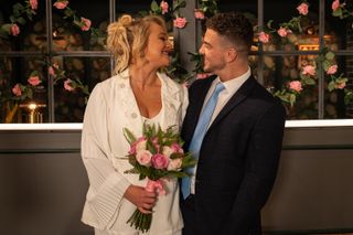 Leela and Joel get ready to tie the knot in Hollyoaks.