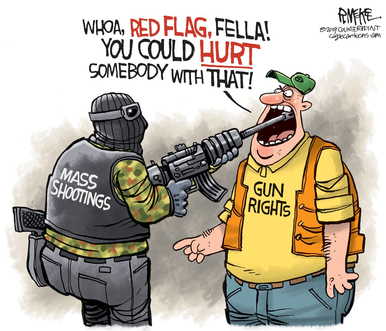 Political Cartoon U.S. Red Flag Laws Mass Shooters Gun Owners Rights