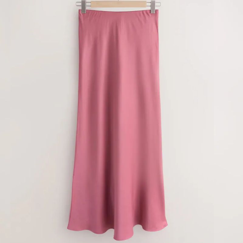 pink satin midi skirt from Next