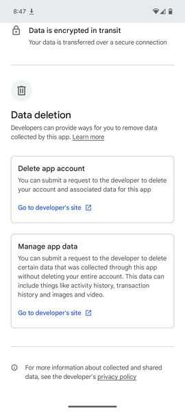 Google Play Store App Account Deletion feature