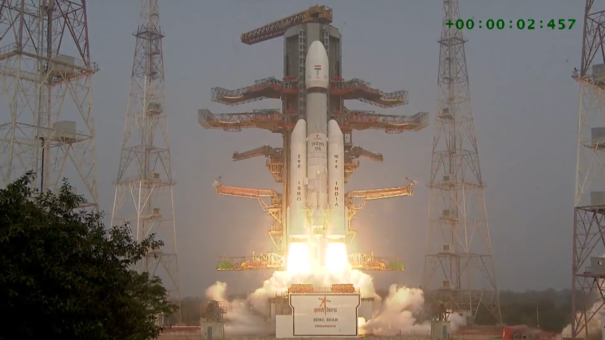 An Indian LVM3 rocket launches the BlueBird 6 smartphone satellite for AST SpaceMobile on Dec. 23, 2025.