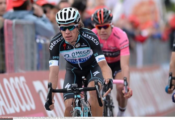 Rigoberto Uran leads the chasers across the line