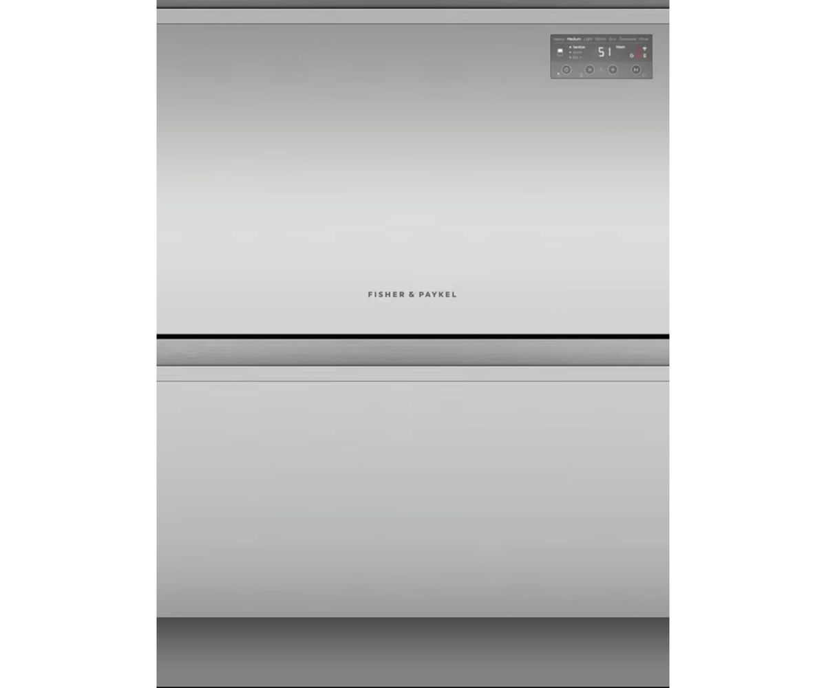 Fisher &amp; Paykel DD60D2HNX9 Integrated Double Dishwasher, Stainless Steel large product cut out on white background