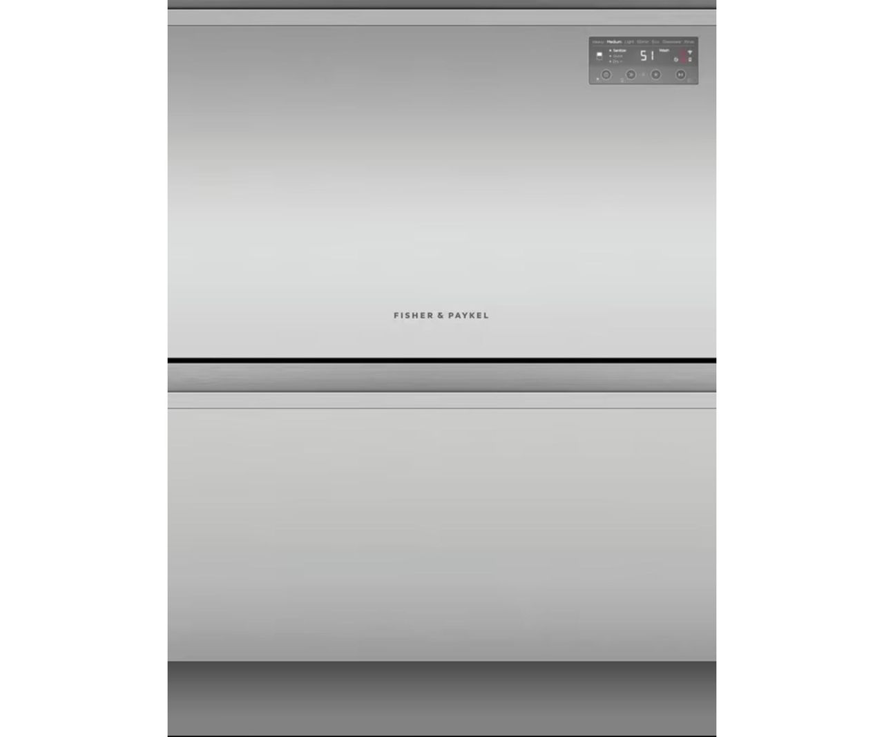 Fisher &amp; Paykel DD60D2HNX9 Integrated Double Dishwasher, Stainless Steel large product cut out on white background