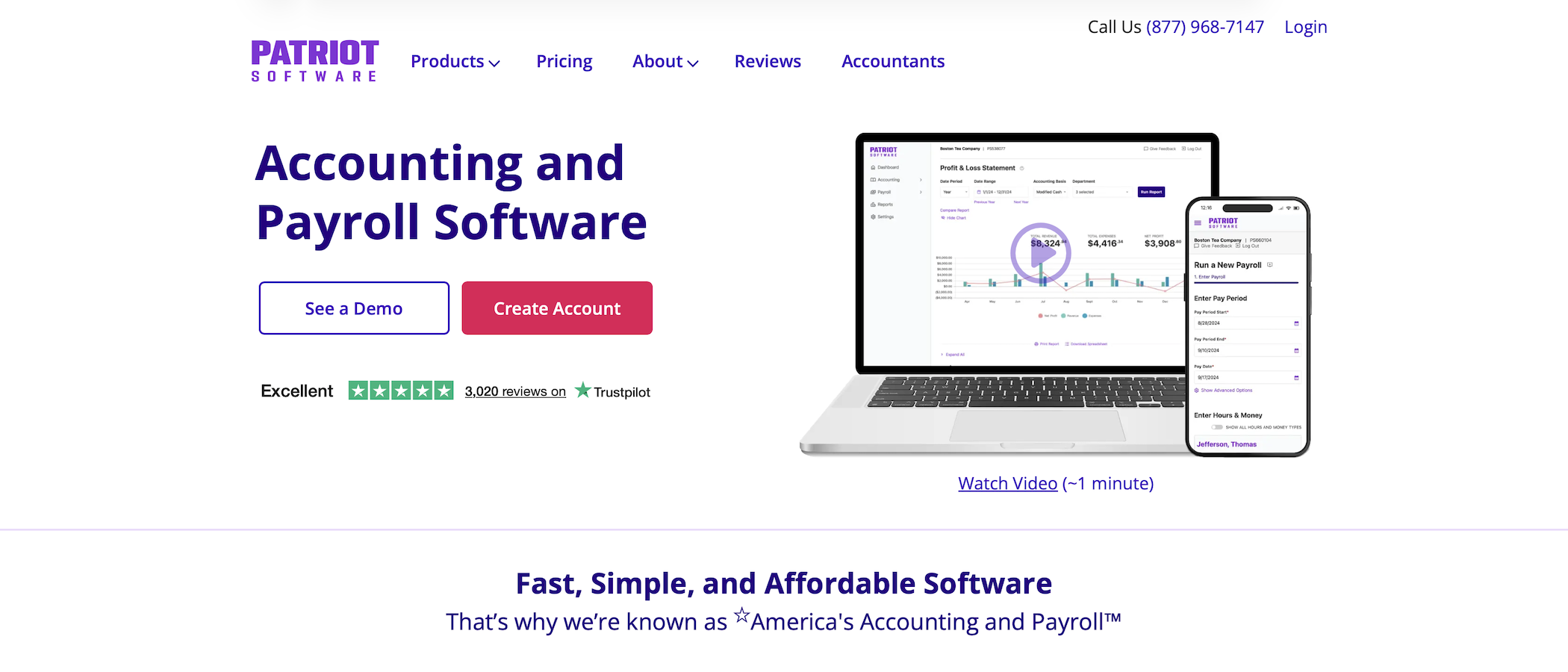 Patriot Accounting and Payroll website screenshot