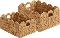 LUSYDECO Scalloped Edge Wicker Storage Basket