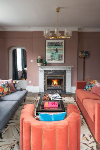 Colorful living room in Edwardian beachside retreat in Kent