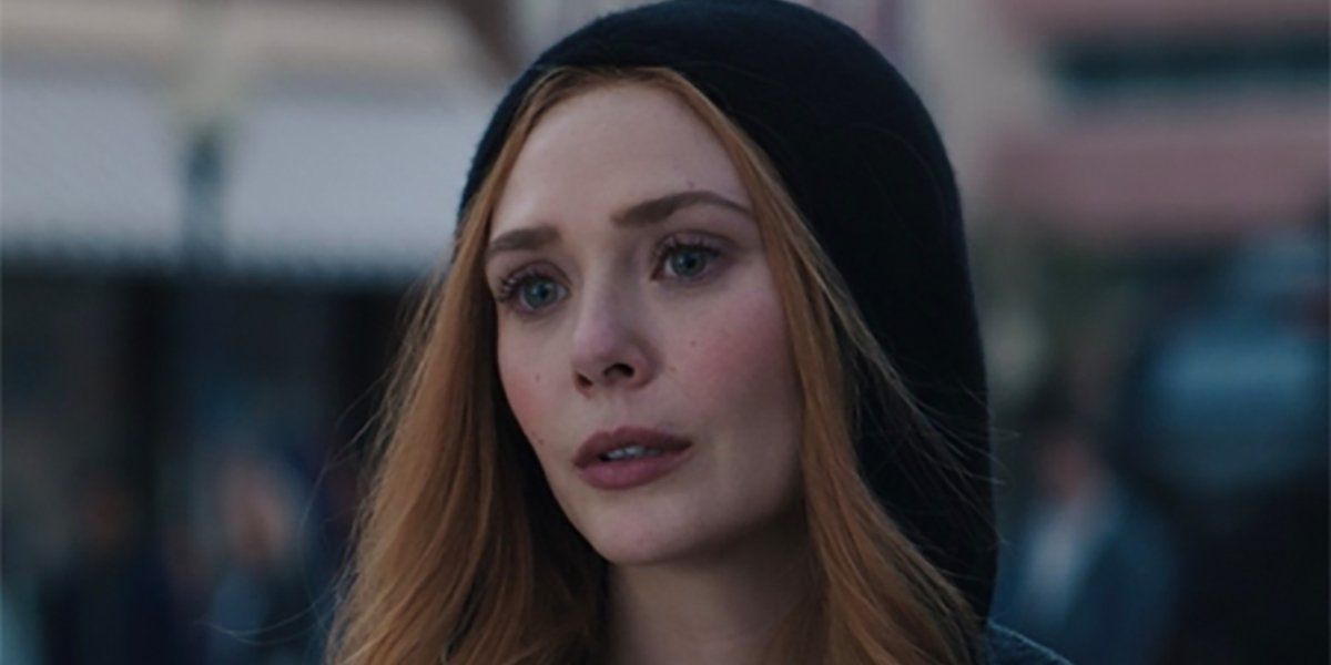 Wanda Maximoff (Elizabeth Olsen) stares on in WandaVision (2021)