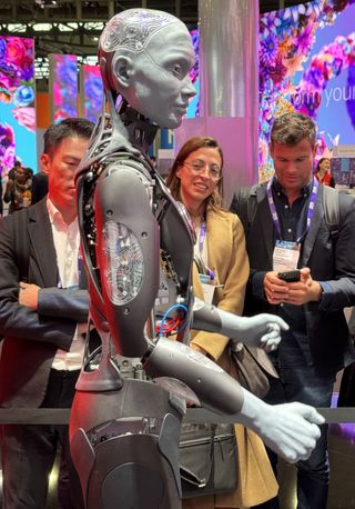 a photo of Ameca robot's side at MWC 2024