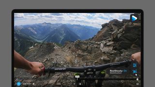 A laptop screen showing the ReelSteady software for GoPros