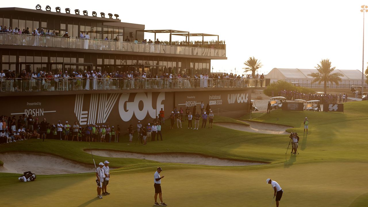 A general view of the 18th green at the LIV Golf Invitational - Jeddah at Royal Greens Golf &amp; Country Club