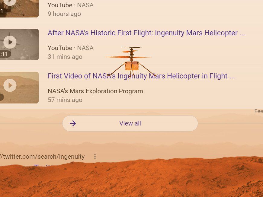 Google Search Easter Egg Mars Ingenuity Helicopter