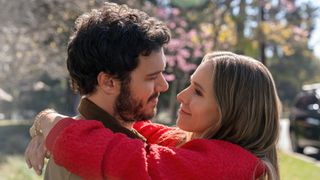 Noah (Adam Brody) and Joanne (Kristen Bell) hugging in Netflix&#039;s &quot;Nobody Wants This&quot;