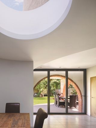 bifold doors with view out to garden from inside