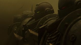 Space Marines lined up for battle in the Warhammer episode of "Secret Level"