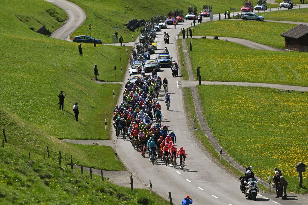 The peloton on stage 2 of the Tour de Romandie