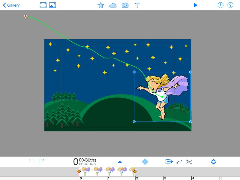 Screenshot: Animation & Drawing by Do Ink: Chile wearing cape flies under night stars
