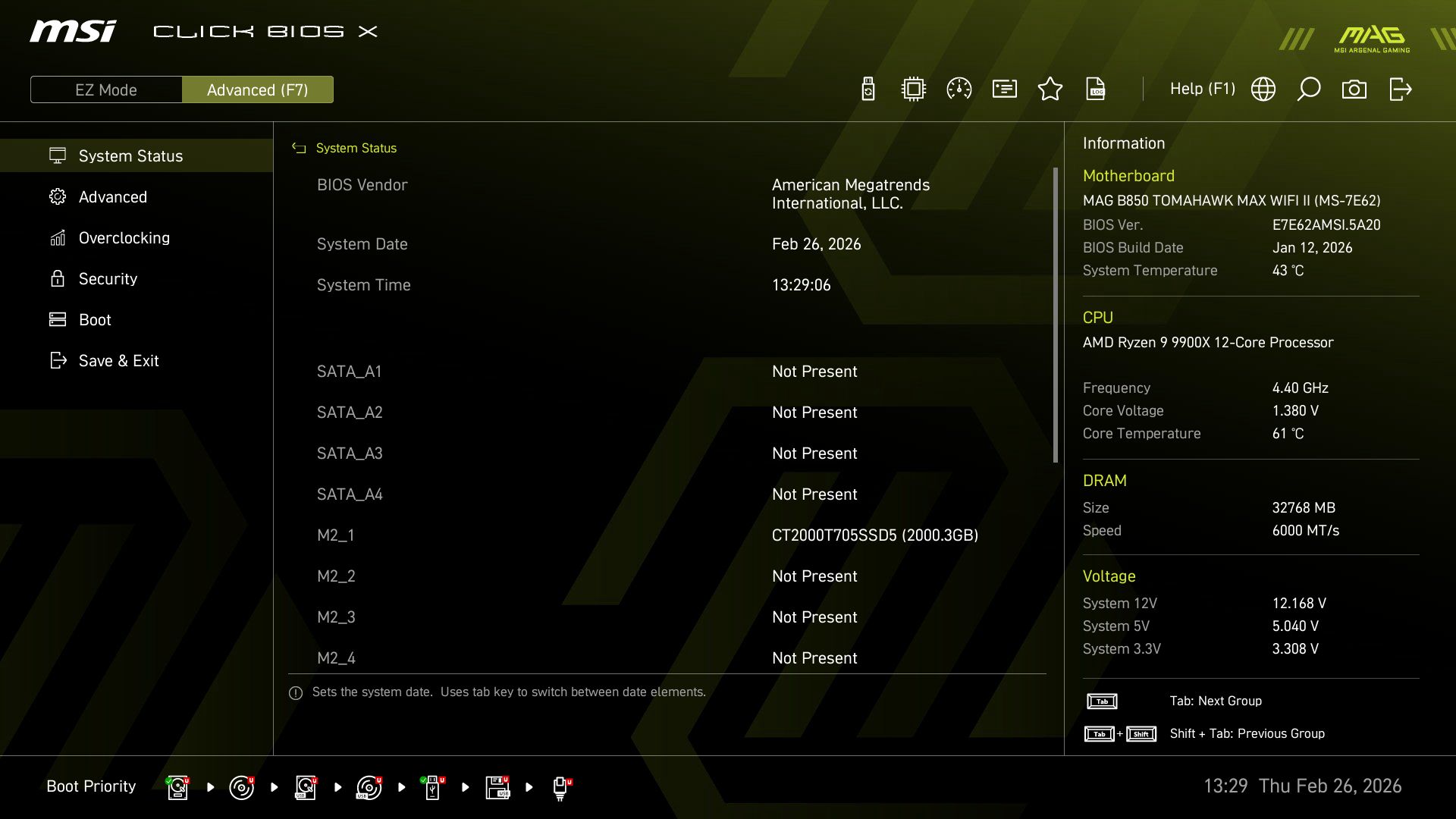 MSI MAG B850 Tomahawk Max Wifi II - BIOS