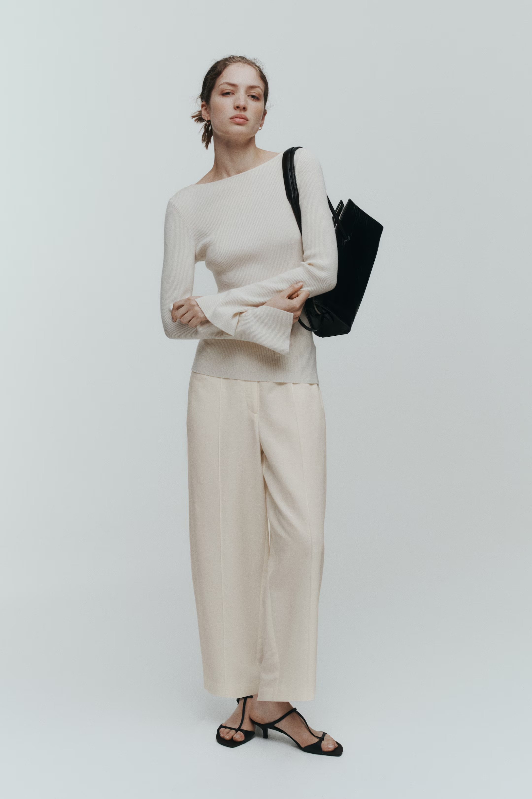 h&amp;m, Linen-blend barrel trousers