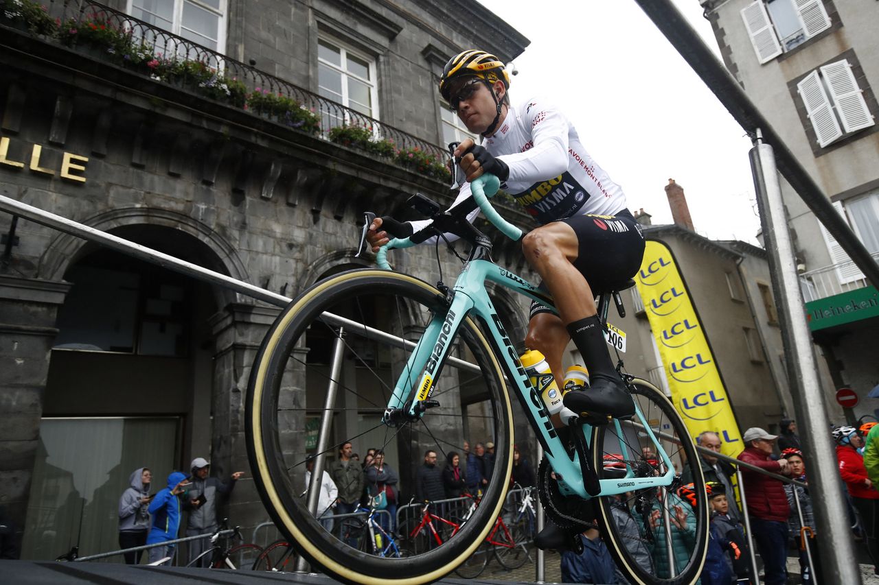 Wout van Aert in the young rider jersey