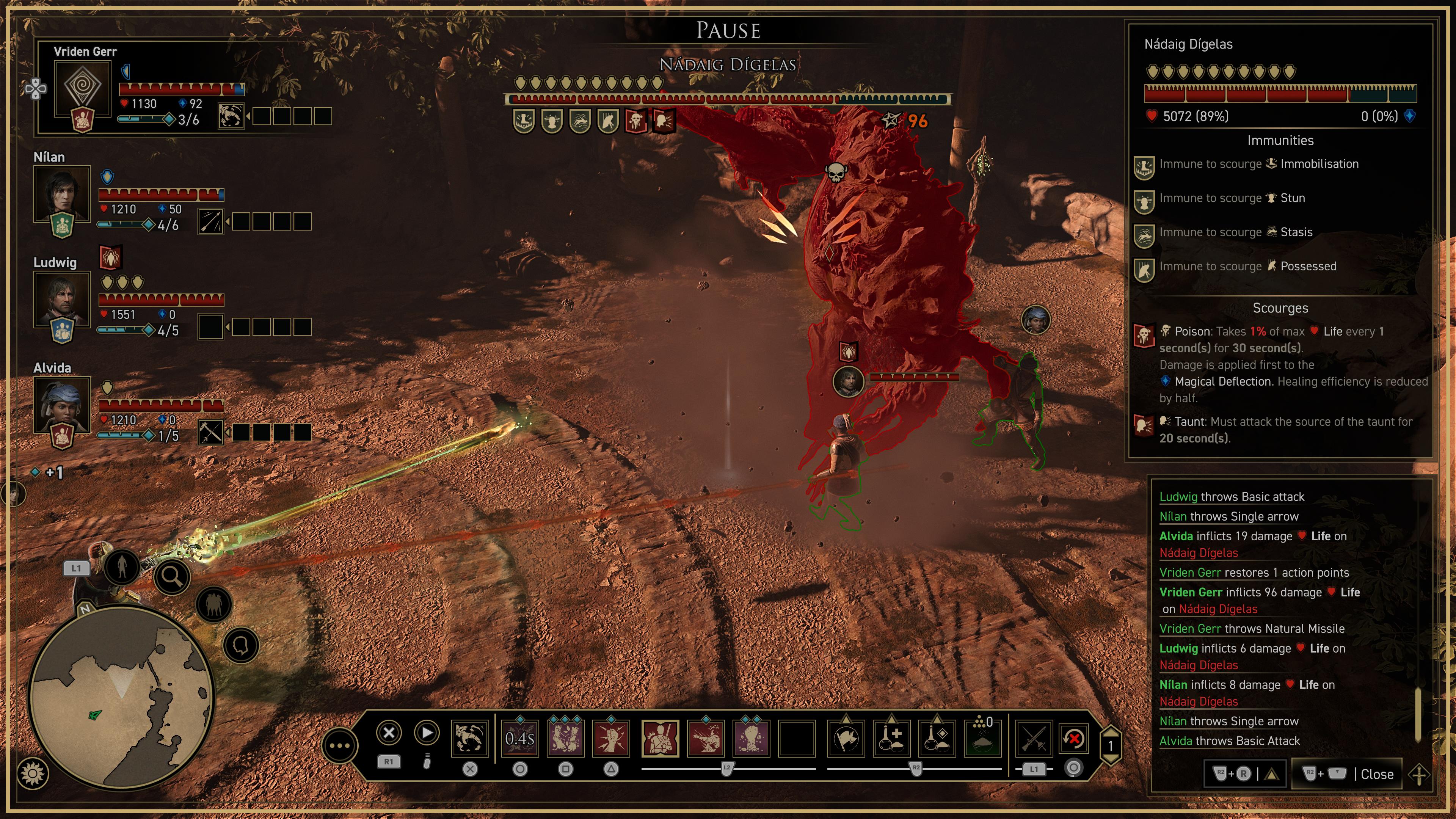 A GreedFall: The Dying World screenshot showing some of the combat from a top-down perspective. The player is aiming an attack.