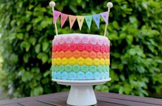 Rainbow button cake decoration