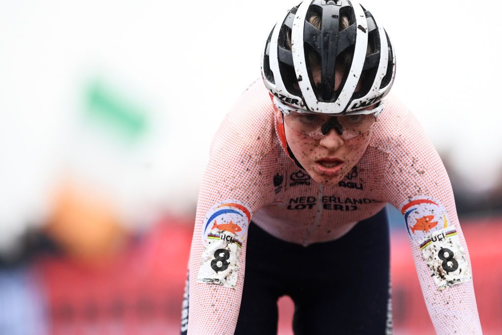 HOOGERHEIDE NETHERLANDS FEBRUARY 04 Fem van Empel of The Netherlands competes during the 74th World Championships CycloCross 2023 Womens Elite CXWorldCup Hoogerheide2023 on February 04 2023 in Hoogerheide Netherlands Photo by David StockmanGetty Images