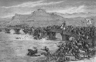 The Battle of Stirling Bridge', 11 September 1297, (c1880). The Battle of Stirling Bridge was a battle of the First War of Scottish Independence. On 11 September 1297, the forces of Andrew Moray and William Wallace defeated the combined English forces of John de Warenne, 6th Earl of Surrey, and Hugh de Cressingham near Stirling, on the River Forth. Illustration From British Battles on Land and Sea, Vol. I, by James Grant. Artist Unknown; Photo by Print Collector/Getty Images