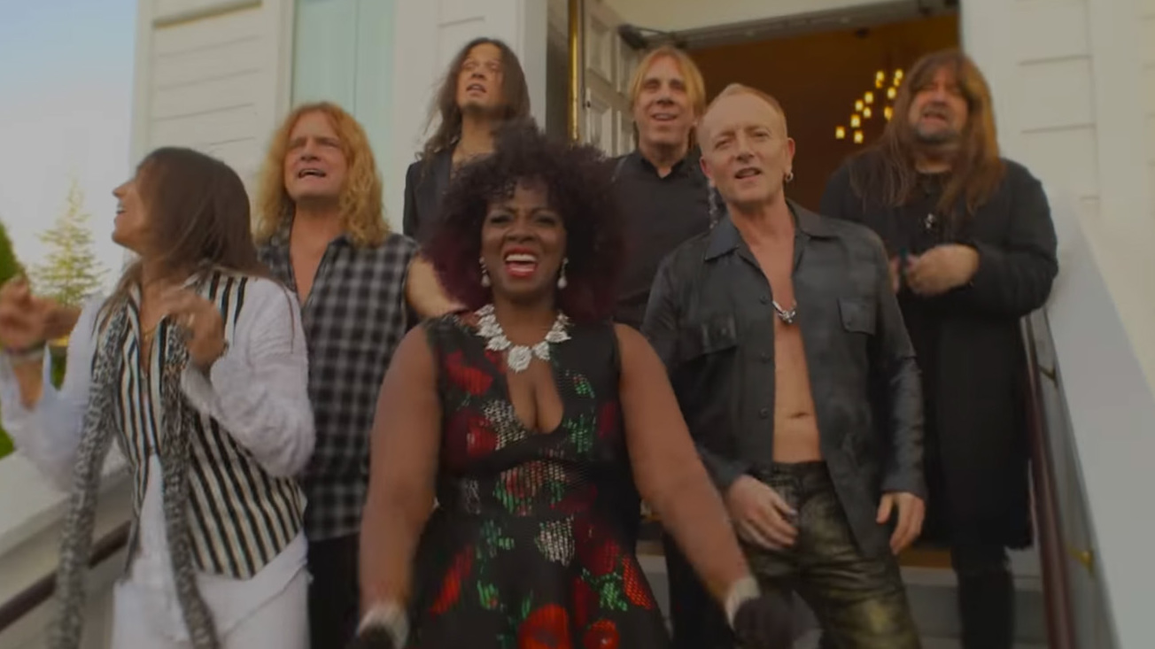 Phil Collen, second right, in the video