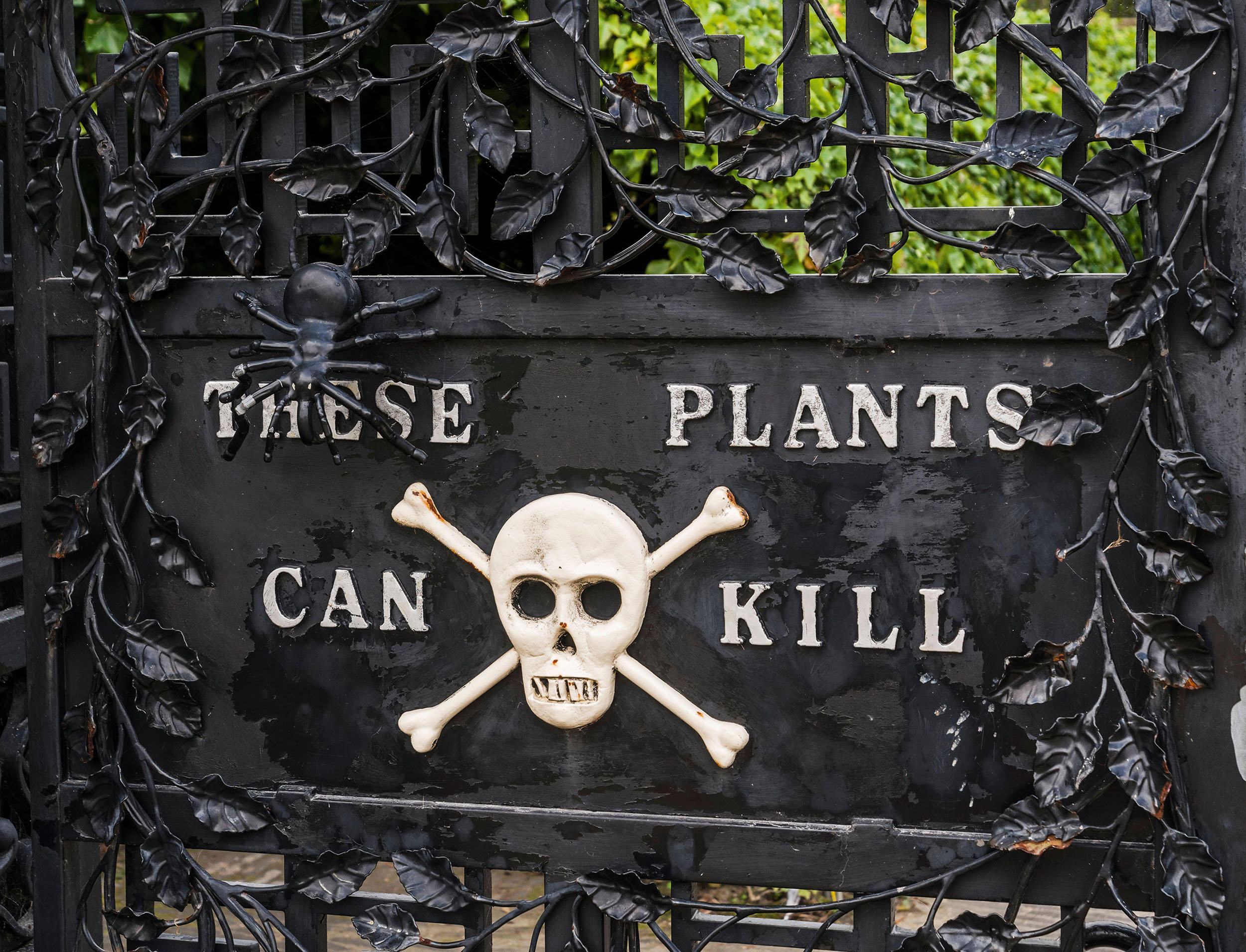 The ornate gates of the Poison Garden at Alnwick Gardens, Northumberland.