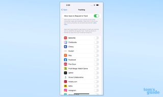 iPhone settings for app tracking feature