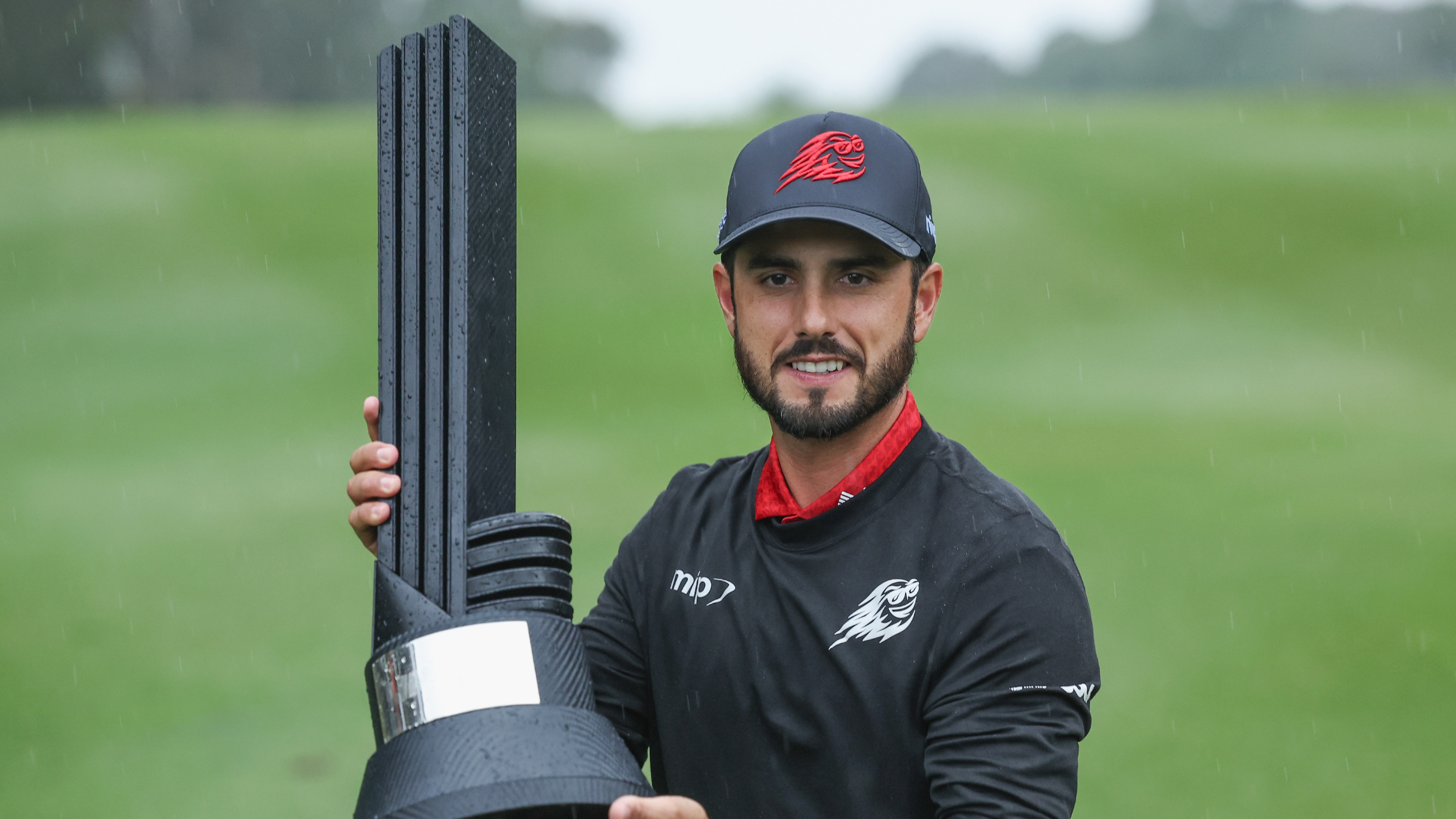 Abraham Ancer with the LIV Golf Hong Kong trophy