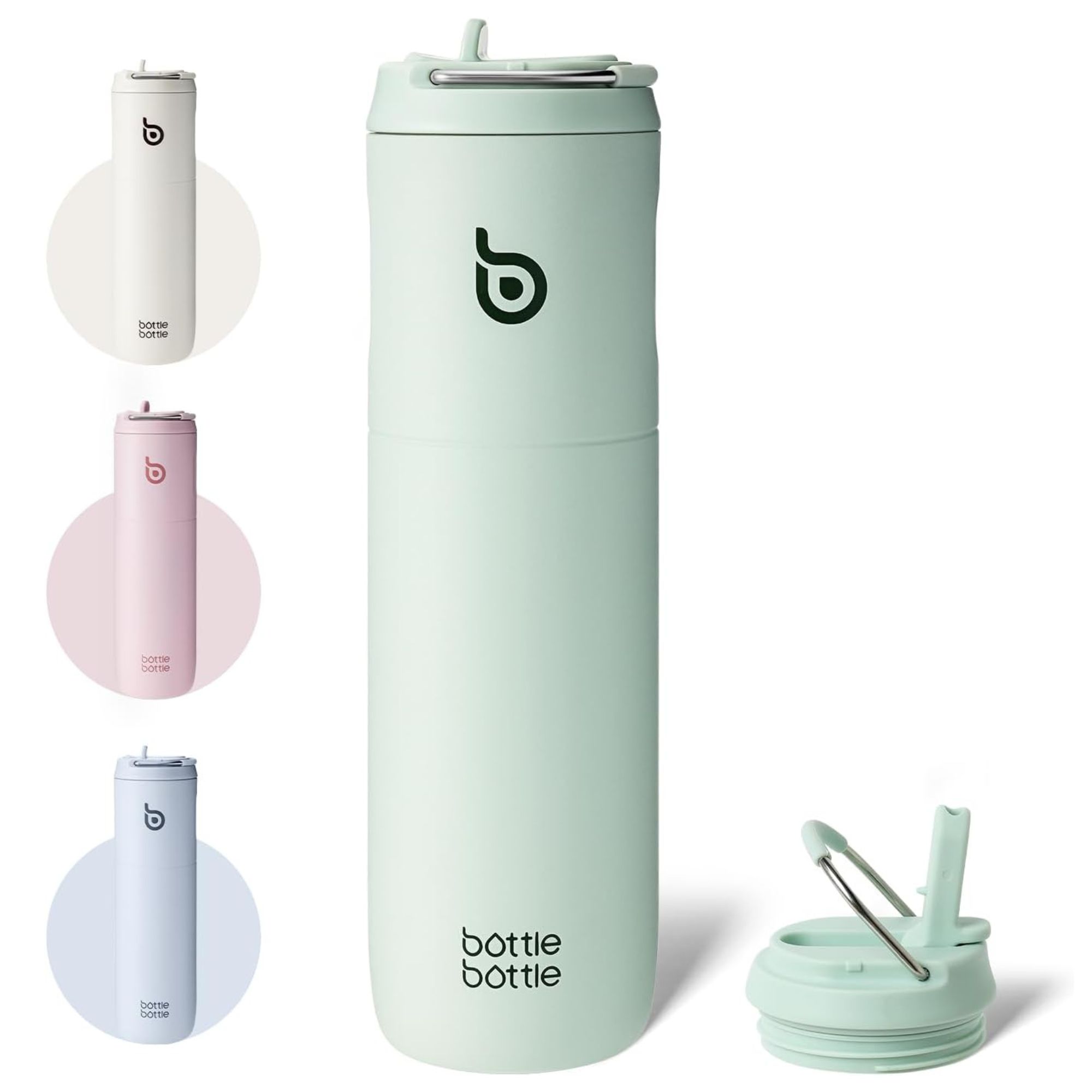 Pale pastel colors on matte water bottles