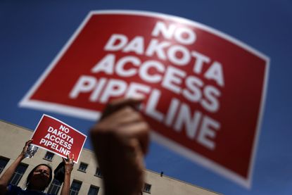 Activists protest against the Dakota Access Pipeline