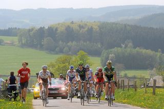 Photo showing cyclists during the Cycling 97th Liege - Bastogne - Liege in 2011