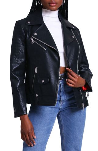 Faux-Ever Leather™ Quilt Sleeve Biker Jacket