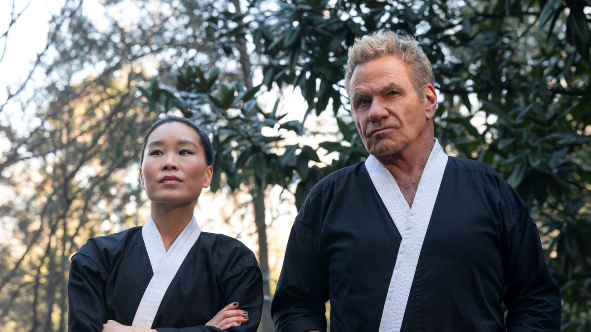 Alicia Hannah-Kim and Martin Kove in Cobra Kai