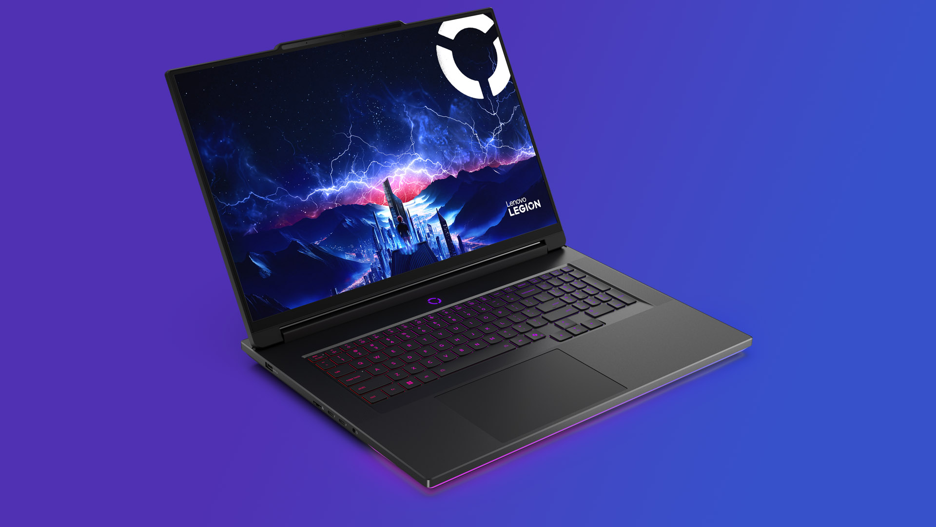 Lenovo Legion 9i Gen 10 gaming laptop on a purple gradient background.