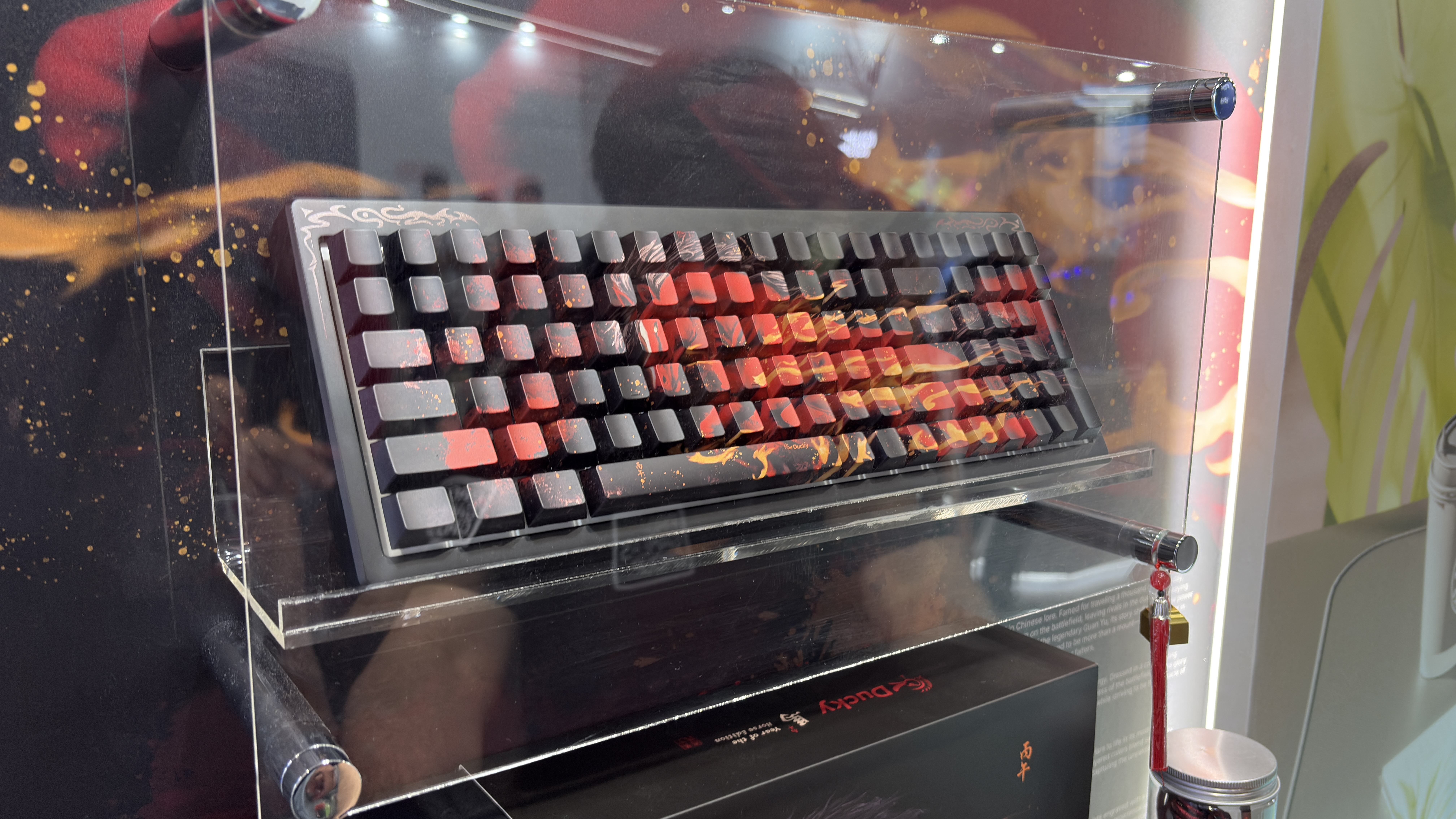 Ducky Year of the Horse (2026) gaming keyboard in a glass box