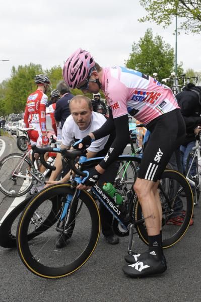 Bradley Wiggins (Team Sky) came down twice on Sunday
