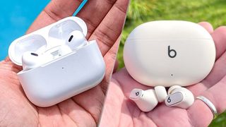 The Apple AirPods Pro 2 (on left) take on the Beats Studio Buds Plus (on right)