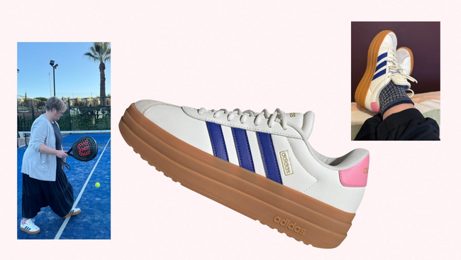 Three images of adidas VL Court Bold trainers