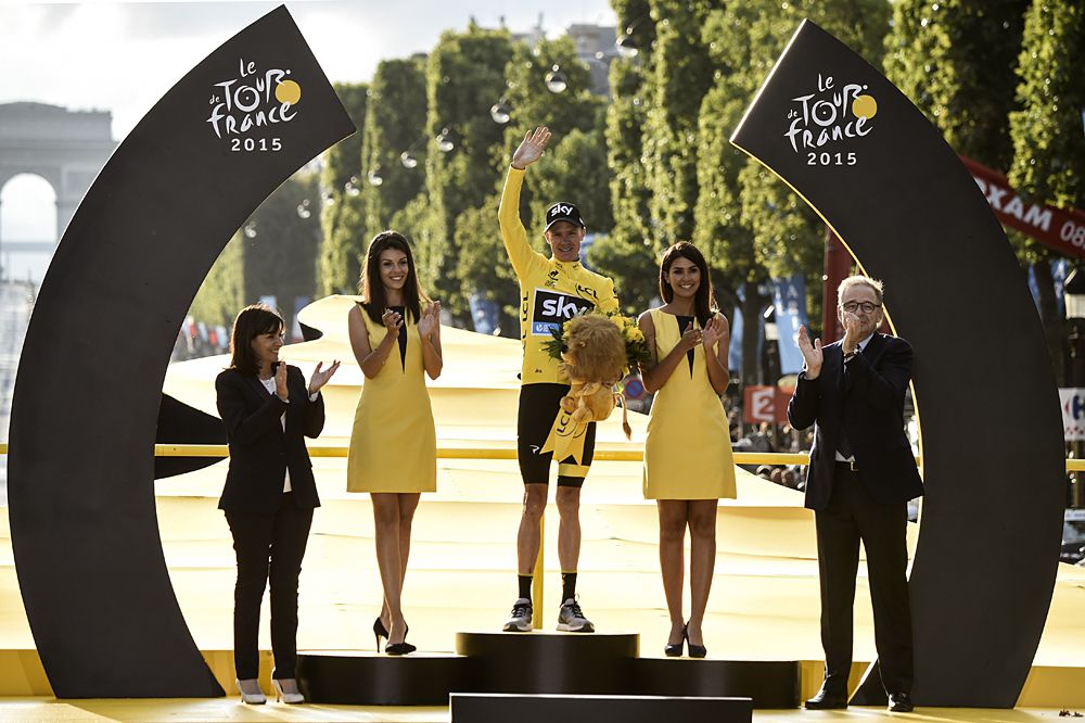 Chris Froome celebrates his Tour de France victory