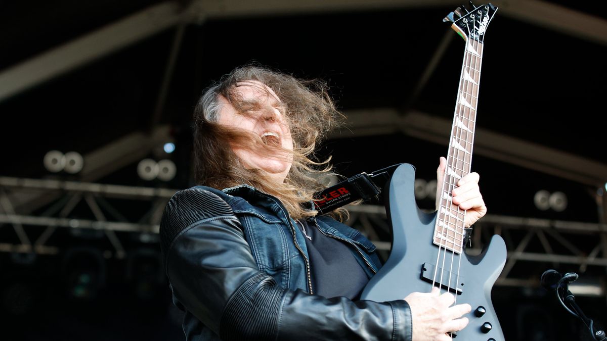 David Ellefson playing bass on stage